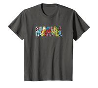 Marvel Logo with Characters Spider-Man, Iron Man, Thor, Hulk T-Shirt, Enfant, Asphalte, 2 Ans