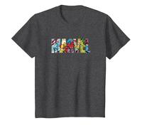 Marvel Logo with Characters Spider-Man, Iron Man, Thor, Hulk T-Shirt, Enfant, Chiné Foncé, 12 Ans
