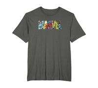 Marvel Logo with Characters Spider-Man, Iron Man, Thor, Hulk T-Shirt, Homme Grandes Tailles, Asphalte, 3X Tall