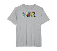 Marvel Logo with Characters Spider-Man, Iron Man, Thor, Hulk T-Shirt, Homme Grandes Tailles, Gris Chiné, 2X Tall