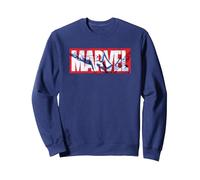 Marvel Logo with Spider-Man Sweatshirt, Unisexe pour Adultes, Bleu Marine, XL