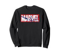 Marvel Logo with Spider-Man Sweatshirt, Unisexe pour Adultes, Noir, L