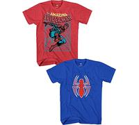 Marvel Lot de 2 t-shirts graphiques Amazing Spider-Man pour garçon, Rouge chiné/bleu roi, XL