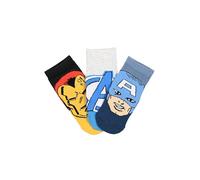 Marvel Lot de 3 paires de chaussettes Avengers pour enfants et garçons Multicolore en coton, thème super-héros, Pack 2, 27-30