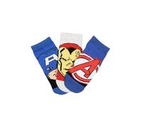 Marvel Lot de 3 paires de chaussettes Avengers pour enfants et garçons Multicolore en coton, thème super-héros, Pack 1, 27-30
