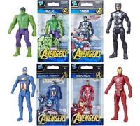 Marvel Lot de 4 figurines d'action et sac aveugle Hulk, Thor, Iron Man et Captain America 9,5 cm