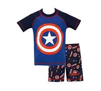 Marvel Maillot de Bain Deux pièces Garçon Captain America Bleu 9-10 Ans