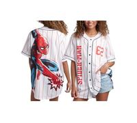 Marvel Maillot de baseball Spiderman pour femme - T-shirt de baseball fantaisie - Spidey Jersey pour femme (tailles : S-XL), Spider-man blanc, Taille M