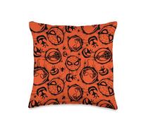Marvel Man Ghost-Spider Black and Orange Halloween Throw Pillow, 16x16, Multicolor