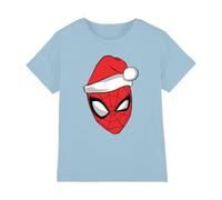 Marvel Marvel Spiderman Santa Hat Kids T Shirt, Light Blue T-Shirt Mixte Enfant (Lot de 1)