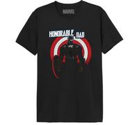 Marvel Men's T-Shirt Honorable Dad Captain America Print, Noir, Size XL
