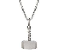 Marvel Men's Thor Hammer Mjolnir Stainless Steel Pendant Necklace, 22" Chain Officially Licensed