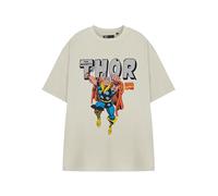 Marvel Mighty Thor T-shirt graphique à manches courtes pour homme avec logo classique | Vêtements de fans de super-héros | T-shirt vintage pour homme, beige, Taille L