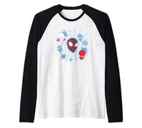 Marvel Miles Morales Spider-Man Team Spidey Big Face Collage Manche Raglan