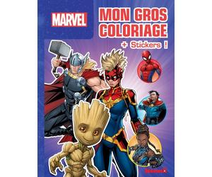Marvel - Mon gros coloriage + stickers ! - Thor, Captain Marvel et Groot - Collectif - Hemma - broché - Document jeunesse