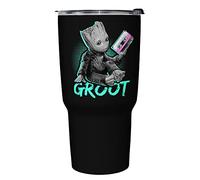 Marvel Neon Baby Groot 27 oz Stainless Steel Insulated Travel Mug, 27 Ounce, Multicolored