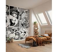 Marvel Papier peint en vinyle - Panneau de bande dessinée classique - Monochrome - Dimensions : 212 x 250 cm - 1 rouleau de 4 bandes - Pour chambre d'enfant - Motif super-héros