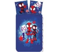 Marvel Parure de lit réversible en coton avec housse de couette de 135 x 200 cm et taie d'oreiller de 80 x 80 cm Motif Spiderman et ses super amis