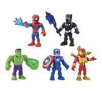 Marvel Playskool Heroes Super Hero Adventures - Pack de 5 Figurines de 12,5 cm - Captain America, Hulk, Black Panther, Spider-Man et Iron Spider
