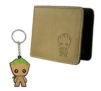 Marvel Portefeuille Homme Coffret Cadeau Portefeuille Porte Carte Homme et Porte Cle Fantaisie Idée Cadeau Homme Ado (Multicolore Groot)