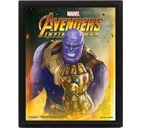 Marvel Poster 3D encadré (Thanos Avengers : Infinity War Design) Poster lenticulaire 3D dans cadre 25 cm x 20 cm x 1,5 cm, cadeau pour les fans de Marvel, produit sous licence officielle