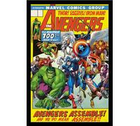 Marvel - Poster - Avengers 100th + cadre amovible, Shinsuke® Maxi MDF noir, vitre acrylique