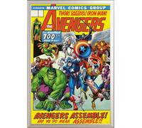 Marvel - Poster - Avengers 100th + cadre interchangeable, Shinsuke® Maxi aluminium argenté, vitre acrylique