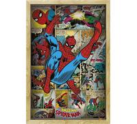 Marvel - Poster - Spider-Man Retro + cadre interchangeable, Shinsuke® Maxi MDF hêtre, vitre acrylique