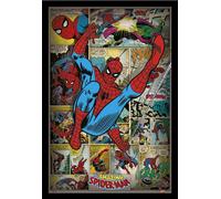 Marvel - Poster - Spider-Man Retro + cadre interchangeable, Shinsuke® Maxi MDF noir, vitre acrylique