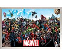 Marvel - Poster - Universe + cadre interchangeable, Shinsuke® Maxi aluminium argenté, vitre acrylique