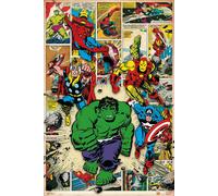 Marvel - Poster - Voici les héros + 1 paquet de tesa Powerstrips® - contenu 20 pièces