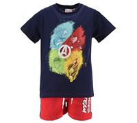 Marvel Press Avengers, Ensemble T Shirt + Short Garçon (Bleu marine,4 ans)