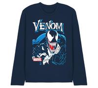 Marvel Press T-Shirt à Manches Longues Unisexe Marvel Venom Antihero, Bleu Marine, L