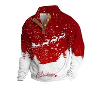 Marvel Pull de Noël pour homme - Imprimé graphique de Noël - Manches longues - Col montant - Bouton - Pull fin - Pull de Père Noël moche - Vêtements de vacances, bordeaux, M