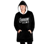 Marvel Pull Plaid Homme, Sweat Oversize en Polaire (Noir Avengers)