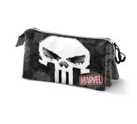 Marvel Punisher Skull-Trousse Triple, Noir, 23 x 11 cm