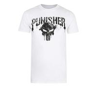 Marvel Punisher Text T-Shirt, White, X-Large Homme