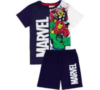 Marvel - Pyjama avec short pour garçon NS7349 (110) (Bleu marine/Blanc)