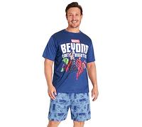 Marvel Pyjama Avengers Homme, Ensemble Court Été Super Héros, Vêtements de Nuit Détente Tailles M-3XL, Cadeau Fête des Pères Original (Bleu, 3XL)