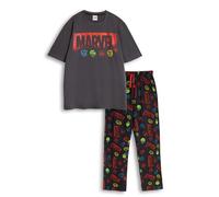 Marvel Pyjama Avengers Noir Multicolore à Manches Courtes et Jambes Longues pour Homme | Motifs Hulk, Iron Man, Thor et Captain America | Produits dérivés