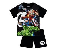 Marvel Pyjama Avengers, Pyjama Garçon Été avec Thor, Captain America, Hulk Et Iron Man, Ensemble De Nuit Court Enfant, Noir 10-11 Ans
