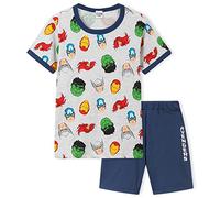 Marvel Pyjama Enfant Garcon, Ensemble de Pyjama Court Été T-Shirt et Short, Vêtements de Nuit Enfant Ado Tailles 3-14 Ans Super Héros Spiderman Avengers Hulk (Gris/Bleu Avengers, 11-12 Ans)