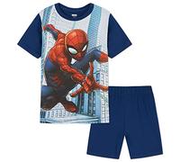 Marvel Pyjama Enfant Garcon, Ensemble de Pyjama Court Été T-Shirt et Short, Vêtements de Nuit Enfant Ado Tailles 3-14 Ans Super Héros Spiderman Avengers Hulk (Bleu Spiderman, 7-8 Ans)