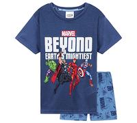 MARVEL Pyjama Enfant Garcon, Ensembles de Pyjama Garçon Super Héros, Pyjama Spiderman Avengers Captain America Hulk, Pyjashort Garcon, Tailles 2-14 Ans (Navy Avengers, 11-12 Ans)