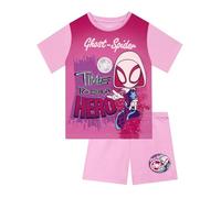 Marvel Pyjama Fille, Spidey and His Amazing Friends Ensemble De Pyjamas d'Été, Ghost Spider pour Pyjama Enfant, Rose 6-7 Ans