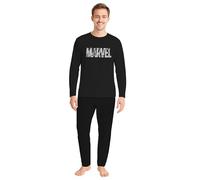 Marvel Pyjama Homme - Ensemble de Pyjama Manches Longues Haut avec Pantalon Noir, Noir, XL
