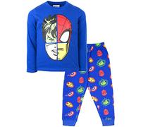 Marvel - Pyjama pour Enfants - Pyjama à Manches Longues Bleu Marine avec Super-héros Vêtements de Nuit 100% Coton - Marchandise Officielle 3/4 Ans