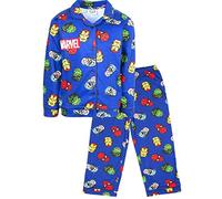 Marvel - Pyjama pour Enfants - Pyjama boutonné Bleu avec Super-héros Vêtements de Nuit 100% Coton - Marchandise Officielle 7/8 Ans