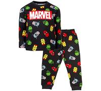 Marvel - Pyjama pour enfants - Pyjama noir à manches longues avec super-héros Marvel - 100% coton - Produit officiel Marvel, 3-4 ans