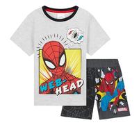Marvel Pyjama Short Enfant Garcon, Ensemble de Pyjama Court (Gris/Noir Spiderman, 7-8 Ans)